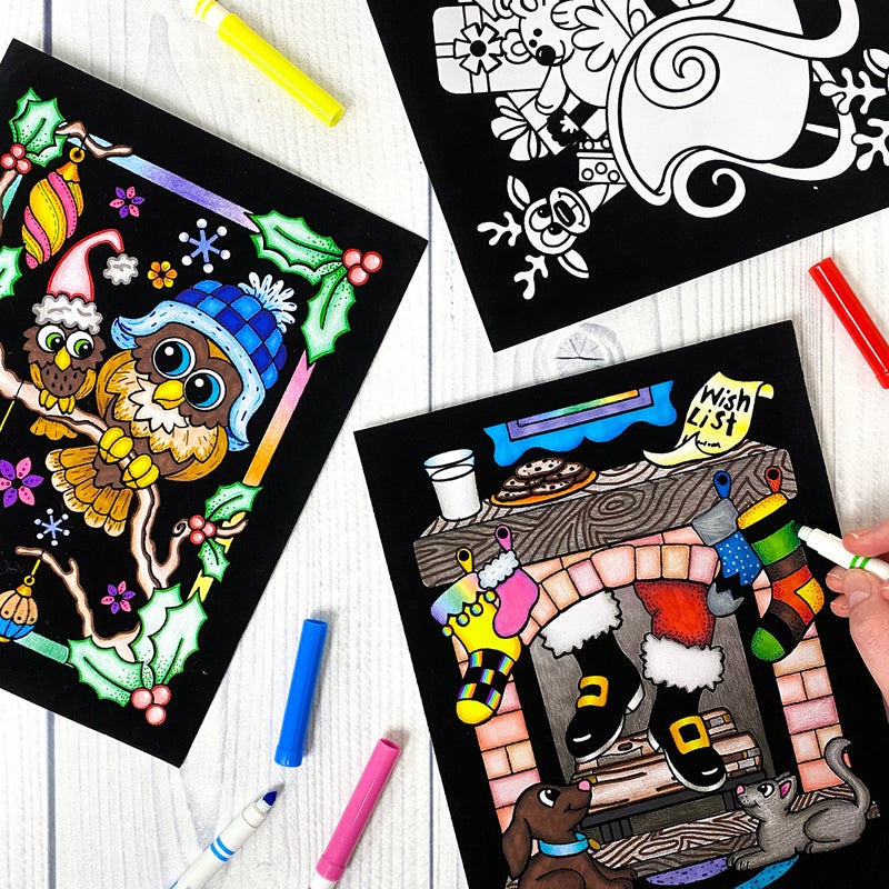 Stuff2Color Super Pack of 18 Fuzzy Velvet Coloring Posters (Christmas Edition) - Excellent Family Time Craft Project to Share and Color - All Ages DIY Coloring Fun (Kids, Toddlers, and Adults) (1 Pack) - Image 4